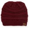 imageCC Exclusives Soft Stretch Cable Knit Messy Bun Ponytail Beanie Winter Hat for Women MB20A0 Crisscross Maroon