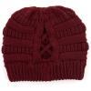 imageCC Exclusives Soft Stretch Cable Knit Messy Bun Ponytail Beanie Winter Hat for Women MB20A0 Crisscross Maroon