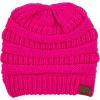 imageCC Exclusives Soft Stretch Cable Knit Messy Bun Ponytail Beanie Winter Hat for Women MB20A0 Crisscross Neon Hot Pink