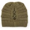imageCC Exclusives Soft Stretch Cable Knit Messy Bun Ponytail Beanie Winter Hat for Women MB20A0 Crisscross Olive