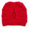 imageCC Exclusives Soft Stretch Cable Knit Messy Bun Ponytail Beanie Winter Hat for Women MB20A0 Crisscross Red