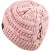 imageCC Exclusives Soft Stretch Cable Knit Messy Bun Ponytail Beanie Winter Hat for Women MB20A0 Crisscross Rose