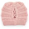 imageCC Exclusives Soft Stretch Cable Knit Messy Bun Ponytail Beanie Winter Hat for Women MB20A0 Crisscross Rose