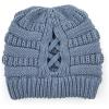imageCC Exclusives Soft Stretch Cable Knit Messy Bun Ponytail Beanie Winter Hat for Women MB20A0 Crisscross Steel Blue
