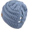 imageCC Exclusives Soft Stretch Cable Knit Messy Bun Ponytail Beanie Winter Hat for Women MB20A0 Crisscross Steel Blue