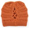 imageCC Exclusives Soft Stretch Cable Knit Messy Bun Ponytail Beanie Winter Hat for Women MB20A0 Crisscross Toffee