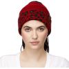 imageCC Exclusives Soft Stretch Cable Knit Messy Bun Ponytail Beanie Winter Hat for Women MB20A1 Leopard Red