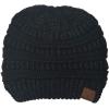 imageCC Exclusives Soft Stretch Cable Knit Messy Bun Ponytail Beanie Winter Hat for Women MB20ABlack Metallic