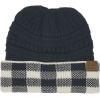 imageCC Exclusives Soft Stretch Cable Knit Messy Bun Ponytail Beanie Winter Hat for Women MB20ABuffalo Plaid NavyWhite