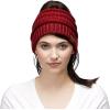 imageCC Exclusives Soft Stretch Cable Knit Messy Bun Ponytail Beanie Winter Hat for Women MB20ABurgundy Met