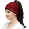 imageCC Exclusives Soft Stretch Cable Knit Messy Bun Ponytail Beanie Winter Hat for Women MB20ABurgundy Met