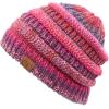 imageCC Exclusives Soft Stretch Cable Knit Messy Bun Ponytail Beanie Winter Hat for Women MB20ABurgundy Mix