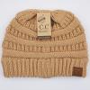 imageCC Exclusives Soft Stretch Cable Knit Messy Bun Ponytail Beanie Winter Hat for Women MB20ACamel