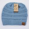 imageCC Exclusives Soft Stretch Cable Knit Messy Bun Ponytail Beanie Winter Hat for Women MB20ADenim