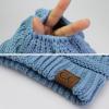 imageCC Exclusives Soft Stretch Cable Knit Messy Bun Ponytail Beanie Winter Hat for Women MB20ADenim
