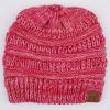 imageCC Exclusives Soft Stretch Cable Knit Messy Bun Ponytail Beanie Winter Hat for Women MB20AHot Pink Multi10