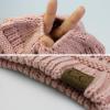imageCC Exclusives Soft Stretch Cable Knit Messy Bun Ponytail Beanie Winter Hat for Women MB20AIndi Pink