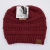 imageCC Exclusives Soft Stretch Cable Knit Messy Bun Ponytail Beanie Winter Hat for Women MB20AMaroon