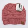 imageCC Exclusives Soft Stretch Cable Knit Messy Bun Ponytail Beanie Winter Hat for Women MB20AMauve