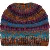 imageCC Exclusives Soft Stretch Cable Knit Messy Bun Ponytail Beanie Winter Hat for Women MB20AMustard Mix
