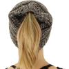 imageCC Exclusives Soft Stretch Cable Knit Messy Bun Ponytail Beanie Winter Hat for Women MB20AQuad Gray