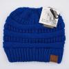 imageCC Exclusives Soft Stretch Cable Knit Messy Bun Ponytail Beanie Winter Hat for Women MB20ARoyal