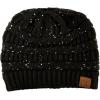 imageCC Exclusives Soft Stretch Cable Knit Messy Bun Ponytail Beanie Winter Hat for Women MB20ASequins Black