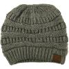 imageCC Exclusives Soft Stretch Cable Knit Messy Bun Ponytail Beanie Winter Hat for Women MB20ASequins Dk Melange Gray