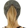 imageCC Exclusives Soft Stretch Cable Knit Messy Bun Ponytail Beanie Winter Hat for Women MB20ASequins Dk Melange Gray