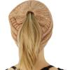 imageCC Exclusives Soft Stretch Cable Knit Messy Bun Ponytail Beanie Winter Hat for Women MB20ASequins Indi Pink