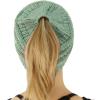 imageCC Exclusives Soft Stretch Cable Knit Messy Bun Ponytail Beanie Winter Hat for Women MB20ASequins Mint