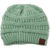 imageCC Exclusives Soft Stretch Cable Knit Messy Bun Ponytail Beanie Winter Hat for Women MB20ASequins Mint