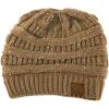 imageCC Exclusives Soft Stretch Cable Knit Messy Bun Ponytail Beanie Winter Hat for Women MB20ASequins Taupe
