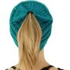 imageCC Exclusives Soft Stretch Cable Knit Messy Bun Ponytail Beanie Winter Hat for Women MB20ASequins Teal