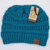 imageCC Exclusives Soft Stretch Cable Knit Messy Bun Ponytail Beanie Winter Hat for Women MB20ATeal