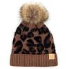 imageCC Exclusives Solid Ribbed Kids Beanie Hat with Faux Fur Pom KIDS43KIDS2061Leopardmocha