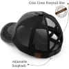 imageCC Exclusives Washed Distressed Cotton Denim CrissCross Ponytail Hat Baseball Cap BT1009Black
