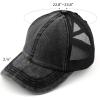 imageCC Exclusives Washed Distressed Cotton Denim CrissCross Ponytail Hat Baseball Cap BT1009Black