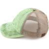 imageCC Exclusives Washed Distressed Cotton Denim CrissCross Ponytail Hat Baseball Cap BT1009Lime