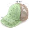 imageCC Exclusives Washed Distressed Cotton Denim CrissCross Ponytail Hat Baseball Cap BT1009Lime