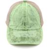 imageCC Exclusives Washed Distressed Cotton Denim CrissCross Ponytail Hat Baseball Cap BT1009Lime