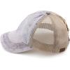 imageCC Exclusives Washed Distressed Cotton Denim CrissCross Ponytail Hat Baseball Cap BT1009Purple