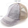 imageCC Exclusives Washed Distressed Cotton Denim CrissCross Ponytail Hat Baseball Cap BT1009Purple