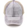 imageCC Exclusives Washed Distressed Cotton Denim CrissCross Ponytail Hat Baseball Cap BT1009Purple