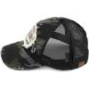imageCC Exclusives Washed Distressed Embroidered Patch Cotton Denim CrissCross Ponytail Hat Adjustable Baseball CapHappy Camper  Black Camo