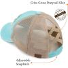imageCC Exclusives Washed Distressed Embroidered Patch Cotton Denim CrissCross Ponytail Hat Adjustable Baseball CapHappy Camper  Mint