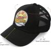 imageCC Exclusives Washed Distressed Embroidered Patch Cotton Denim CrissCross Ponytail Hat Adjustable Baseball CapHello Sunshine  Black