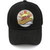 imageCC Exclusives Washed Distressed Embroidered Patch Cotton Denim CrissCross Ponytail Hat Adjustable Baseball CapHello Sunshine  Black