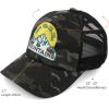 imageCC Exclusives Washed Distressed Embroidered Patch Cotton Denim CrissCross Ponytail Hat Adjustable Baseball CapMountains  Black Camo