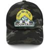 imageCC Exclusives Washed Distressed Embroidered Patch Cotton Denim CrissCross Ponytail Hat Adjustable Baseball CapMountains  Black Camo